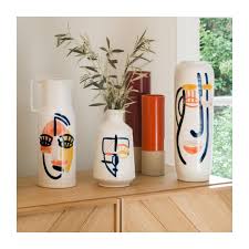Vase En Gres 35 5 Cm Visage Multicolore N 2 Objet Decoration Vase Decoration