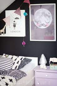 Janet lohman interior design everything about this room from janet lohman interior design shouts out romance—the luxuriously plush purple headboard, the upholstered bench at the foot of the bed, the skillfully mixed throw pillows, and most of all, the faux canopy over the head of the bed. Inspiration Kids Rooms With Dark Walls First Sense Interiors