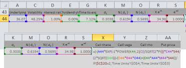 Option Greeks Excel Formulas Macroption