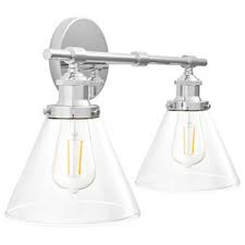 Wall lights are particularly useful in the bathroom, where they can provide necessary lighting around the vanity mirror. Tenesa Two Light Wall Sconce Industrial Bathroom Vanity Lighting By Linea Di Liara Houzz