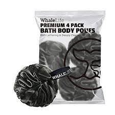 Shower Puff 4 Pack Black Bamboo Charcoal Bath Sponge Shower Loofahs Pouf Ball Fluffy Mesh Puffs Black Shower Essential S Shower Puff Loofah Bamboo Charcoal