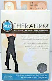 Therafirm 20 30 Mmhg Thigh High Closed Toe Compression Stockings Sand Sz Large Therafirm Compression St Compression Stockings Thigh Highs Support Knee Highs