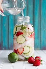 Strawberry Cucumber Lime Water Mocktail Summer Infusedwater Refreshing Infused Water Recipes Mint Water Water Recipes