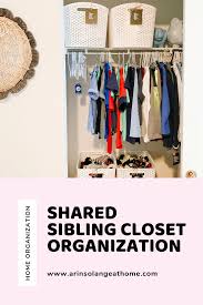 To keep things clean and tidy on the eyes, opt for neutral colored pieces like baskets and fabric boxes. Shared Sibling Closet Organization Tips Arinsolangeathome