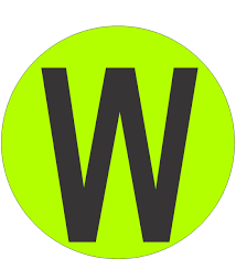 Fouroescent Circle Or Square Label Alphabetic Letter W