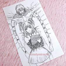 Death Note Misa Amane and Rem Original Sketch - Etsy