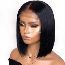 The area of the lace front is 13 extending from the temple's location and 3 from the hairline to the center where the crown starts. Pre Plucked Short Lace Front Wig With Baby Hair Silky Straight Blunt Cut Bob Full Lace Human Hair Wigs Virgin Brazilian For Black Women Lace Wigs With Baby Hair Human Lace Wigs