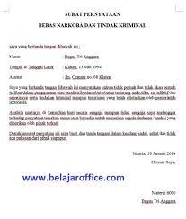 Jabatan meski tampaknya hanya selembar kertas, ternyata surat keterangan kerja memiliki kegunaan yang sangat penting untuk melengkapi berbagai urusan administrasi, hingga melamar. Contoh Surat Pernyataan Bebas Narkoba Dan Tindak Kriminal Pribadi Belajar Office