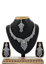 Buy White Stone Reception Necklace Set Online Necklace Set Necklace Stone Necklace Set
