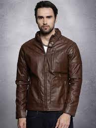 Buy Rdstr Men Brown Solid Biker Jacket On Myntra Paisawapas Com Biker Jacket Winter Wear For Men Jackets