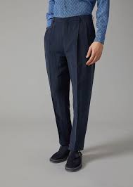 Nouvelle collection de pantalon à pinces large en microfibre pour homme découvrez des pantalons larges via milano de qualité pour homme, de forme ample et original,lavable en machine; Pantalon A Pinces En Lin Et Soie Homme Giorgio Armani