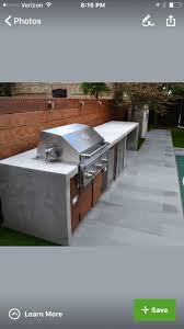 Outdoor Grill Area Wood For Back Wall To Add Contrast Modern Outdoor Kitchen Outdoor Bbq Area Outdoor Kitchen Design