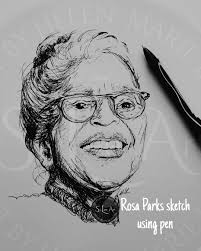 Artist Helen SōleeArt Lee Rosa Parks Sketch using pen