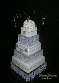 Diy Crystal Wedding Cake Stand Cake Stand Chandelier Bling Wedding Cakes Square Wedding Cakes Wedding Cake Stands