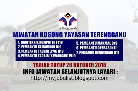 Sebarang info bagi kerja kosong tnb terbaru akan dikemaskini disini dari masa ke semasa. Jawatan Kosong Terkini Di Yayasan Terengganu 26 Oktober 2016 Jawatan Kosong Kerajaan Terkini Di Yayasan Terengganu Oktober 2 Terengganu Personal Care Person