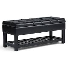 Black And White Ottoman Bench Simpli Home Saxon Storage Ottoman Bench Black Leather Storage Bench Storage Ottoman Bench Ottoman Bench