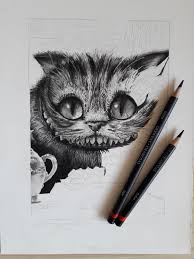 Then i drew the cat with pencil. The Cheshire Cat From Tim Burton S Alice In Wonderland With Progress Shot Sketchbook Gita