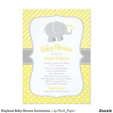 Modern Yellow And Grey Elephant Baby Shower Invitation Zazzle Com Baby Shower Invitaciones Invitaciones Baby Shower
