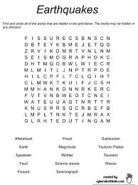 Wordsearch Puzzle Earthquake 3 Worksheets For Kids Earthquakes Activities Earthquake Teaching