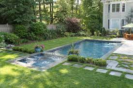 All American Custom Pools Spas Rectangular Pool Pool Houses Backyard