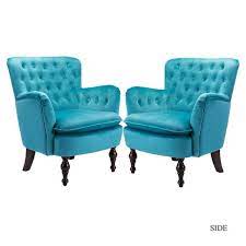 The most common teal accent chair material is polyester. Jayden Creation Isabella Teal Tufted Accent Chair Set Of 2 Hm1126 Teal S2 The Home Depot