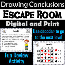 Drawing conclusions takes the skill of inferencing a step further by asking students to use different inferences and make one big conclusion about something important in a text. Drawing Conclusions Escape Room Ela Making Inferences Reading Passages