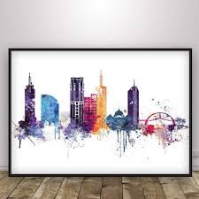 This panoramic view of the city centre of melbourne, the capital of the state of victoria, australia, is particularly beautiful by night. Amazon Com Print Of Watercolor Cityscape Of Melbourne City Skyline Art Home Or Office Wall Decor Australia Poster Unframed Print Handmade