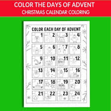 Personalize each day before printing! Christmas Coloring Advent Calendar Printable Pdf Coloring Page Tpt