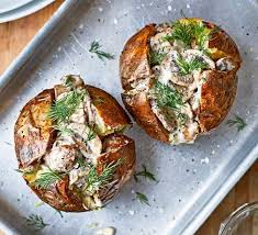 Top 10 Healthy Jacket Potato Fillings In 2020 Bbc Good Food Recipes Stuffed Mushrooms Potatoes