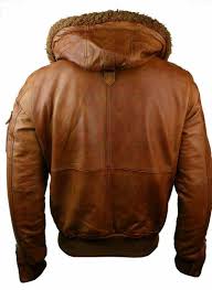 Handcrafted Leather Hooded Jacket Men Trajes