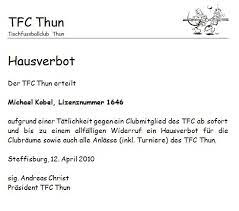 Dem ein hausverbot erteilt wurde: Hausverbot Kobel Tfc Thun
