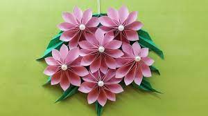 Origami Easy Paper Flower Paper Flower Wall Hanging Diy Handmade Cra Hanging Paper Flowers Paper Flowers Paper Flower Wall