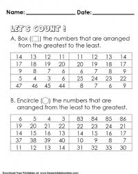 ordering numbers math worksheet