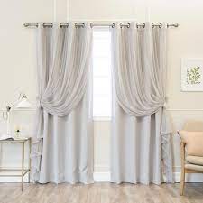Best Home Fashion 84 In L Umixm Grey Colored Tulle And Blackout Curtain Panel 4 Pack Light Grey Panel With Grey Tull Curtains Pink Curtains Drapes Curtains