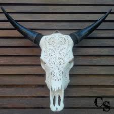 Hand Carved Bull Steer Cow Skull Head Circle Pattern Animal Skull Head Skull Bone Art Skull Wall Mount Decor Rust Cow Skull Animal Skull Decor Skull Decor