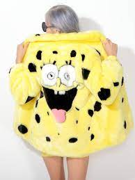 Funny Spongebob Squarepants Faux Fur Warm Coat Choies Com Warm Coat Spongebob Squarepants Faux Fur