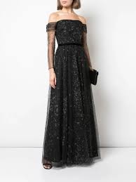 Off The Shoulder Glitter Tulle Gown Marchesa