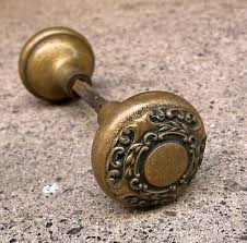 Very Ornate Heavy Antique Victorian Entry Brass Door Knob Set Russel Erwin 