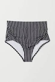 Black And White Striped Swimsuit Bottoms H M H M Bikini Bottoms High Waist Black Bikinis Bikini Bottoms High Bikini