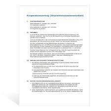Vorlage kooperationsvertrag kostenlos / kooperationsvertrag | muster zum download. Muster Kooperationsvertrag Akquisitionszusammenarbeit