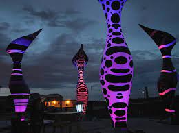 Artist Dan Corson Creates Group Of Color Changing Sculptures Sculptures Public Art Installation Urban Sculpture