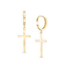 Free shipping on orders over $25 shipped by amazon. Cross Dangle Huggie Hoop Earrings In 10k Gold Piercing Pagoda