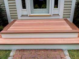 55 Beautiful Wooden Deck Design Ideas Patio Steps Front Door Steps Front Porch Steps