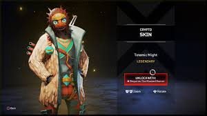 War machine is a unique store limited legendary skin included in iron crown event. Shop View R301 Crypto Exclusive Skins Intelligent Design Totemic Might Apex Legends Youtube