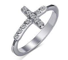 Womens Girls Stainless Steel Cz Cubic Zirconia Cross Ring For Christian Jesus Lord Prayer Womens Jewelry Rings Wedding Rings For Women Jewelry Rings Engagement