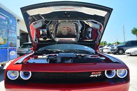 Red Challenger Hellcat With Halo Light Kit Hood Panel And Full Engine Bay Kit Hellcat Challenger Hellcat Mopar