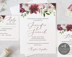 Wedding Invitation Template Instant Download 100 Editable Template Printable Invitation Set Rsvp Detail Self Edit Floral Burgundy Wedding Invitation Templates Free Wedding Invitation Templates Wedding Invitation Card Template