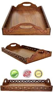 Use Discount Code 100 Guarantee Wooden Trays With Handles Decorative Ottoman Tray Wood Large Serving S Wooden Tray Large Wooden Tray Wood Coffee Table Tray