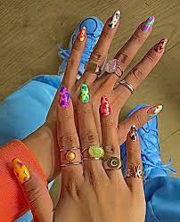 Pin By Joey Rat On Nails L Indie Hippie Nails Vintage Nails Nails For Kids