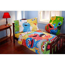 Sesame Street Scribbles 4pc Toddler Bed Set Walmart Com Toddler Bed Set Toddler Bed Elmo Bedroom